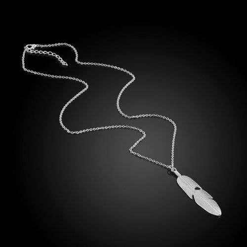 Ladies Cool 925 Silver Plated   " Single Leaf "  Pendant Necklace