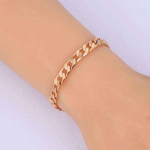 Mens Stunning 9K Yellow Gold Filled Cuban Link HandChain  ( 23cm )