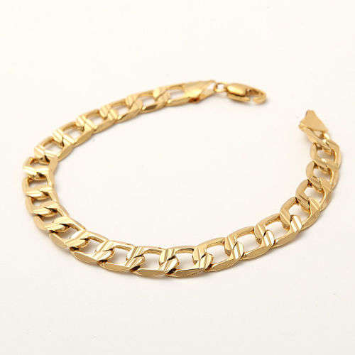 Mens Stunning  9K Yellow Gold Filled Cuban Link HandChain  ( 22cm )