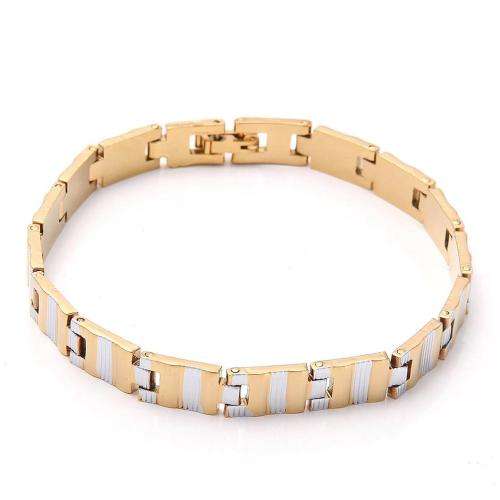 Mens Stunning  9K Yellow & White Gold Filled Track Link HandChain  ( 21cm )