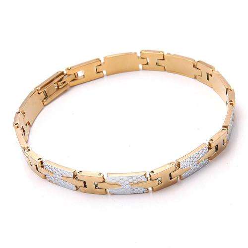 Mens Stunning  9K Yellow & White Gold Filled Poit  Link HandChain  ( 21cm )