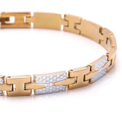 Mens Stunning  9K Yellow & White Gold Filled Poit  Link HandChain  ( 21cm )