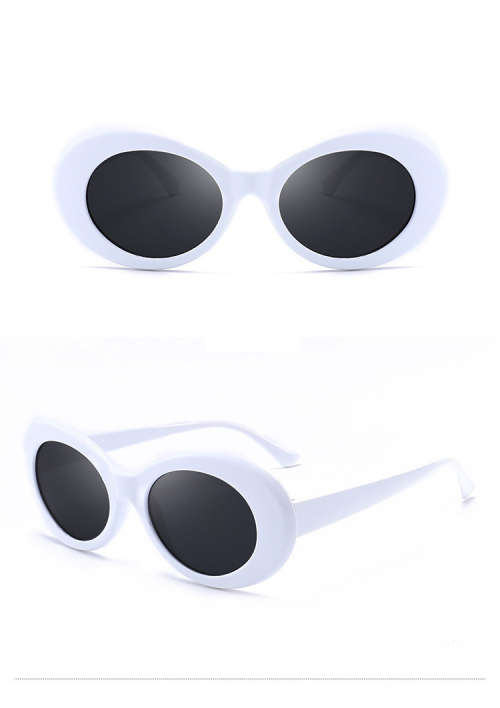 Ladies Cool & Funky Retro  PRADA  Style Sunglasses ( White / Black )
