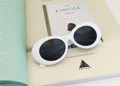 Ladies Cool & Funky Retro  PRADA  Style Sunglasses ( White / Black )