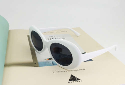 Ladies Cool & Funky Retro  PRADA  Style Sunglasses ( White / Black )