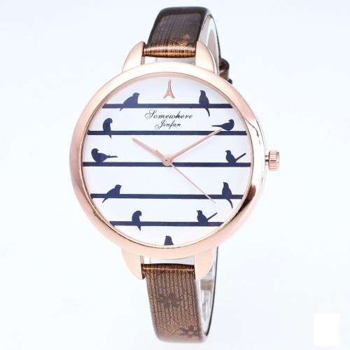 Ladies Stunning Humming Bird Leather Band Watch