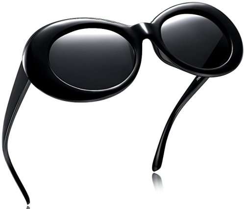 Ladies Cool & Funky Retro  PRADA  Style Sunglasses ( Black / Black )
