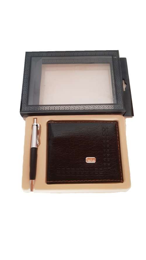 Mens Smart 2PC Wallet and Pen Gift Set  ( Black )