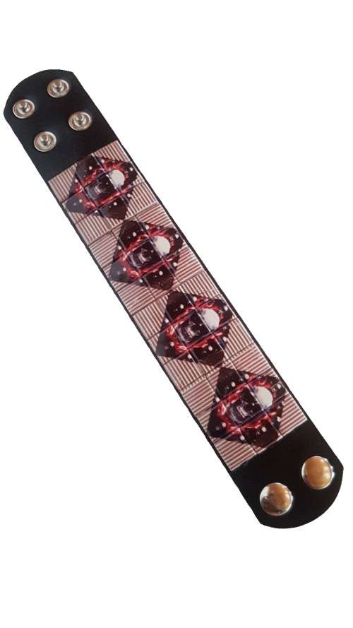 Cool Goth Leather  ` FIRE SKULL `  Wristband