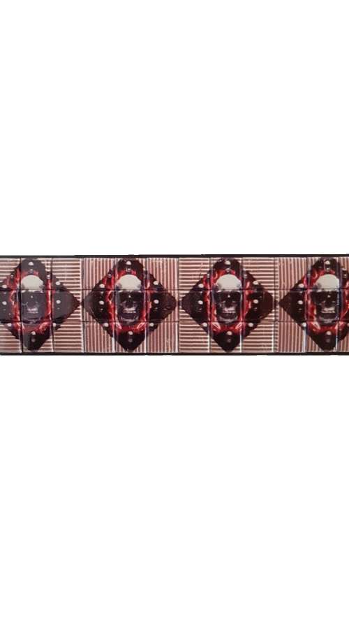 Cool Goth Leather  ` FIRE SKULL `  Wristband