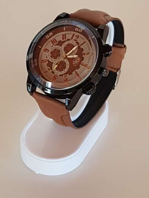 Mens Smart Tan Leather Band Watch