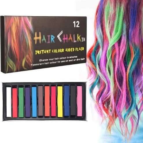 INSTANT COLOUR TEMPORARY HAIR CHALK  ( 12Pcs )