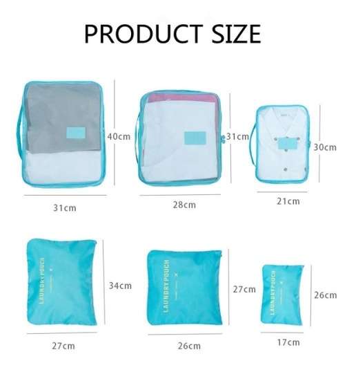 6pc  Holiday and Travel Bag Organizer Set  ( Dark Navy )