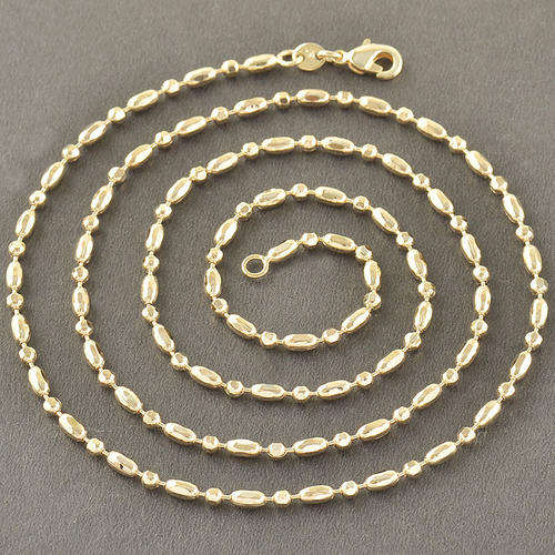 Mens Stunning 9K Gold Filled Beaded Link Chain  ( 60cm )