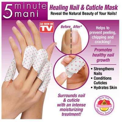 BRILLIANT !!!!!!   5 MINUTE HEALING  NAIL , SKIN and CUTICLE MANI NAIL MASKS  ( 4 Treatment Packs )