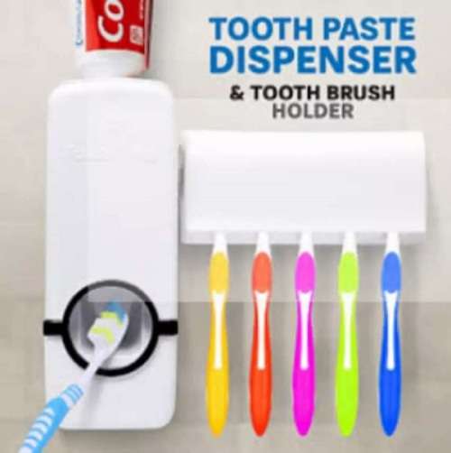 Auto-Squeeze Automatic Toothbrush Wall Mounted Toothpaste Dispenser