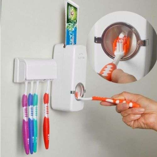 Auto-Squeeze Automatic Toothbrush Wall Mounted Toothpaste Dispenser