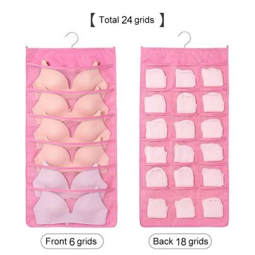 Double Sided Hanging Wardrobe Dustproof Storage Bag Organizer for Socks and Underwear