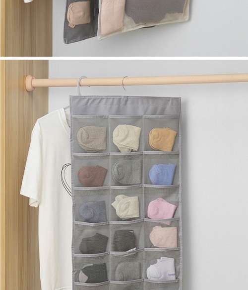 Double Sided Hanging Wardrobe Dustproof Storage Bag Organizer for Socks and Underwear
