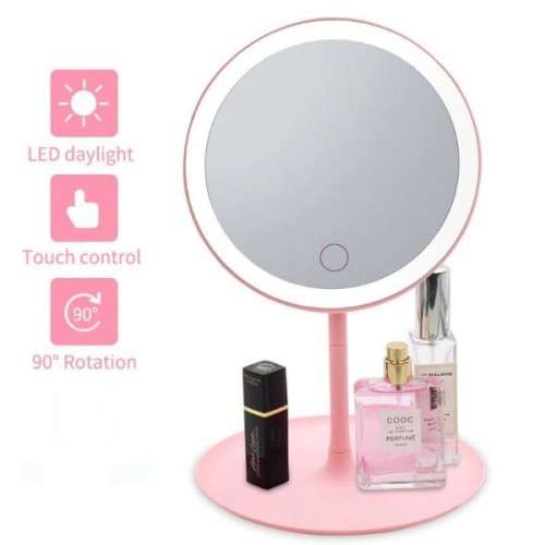Super Smart Rechargeable Touch Screen 3 Light Levels LED MakeUp / Bedside Mirror With Storage Tray