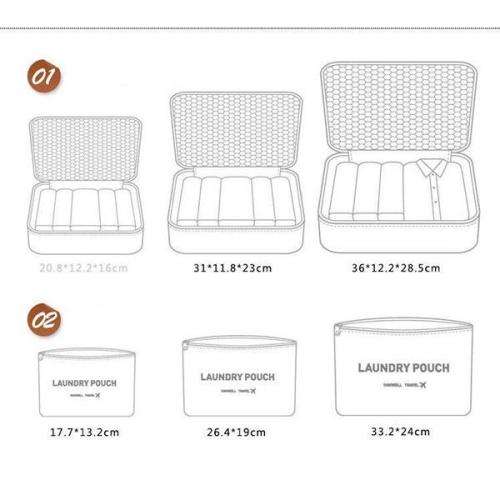 6pc  Flatpack Holiday and Travel Bag Organizer Set  ( Dark Grey )