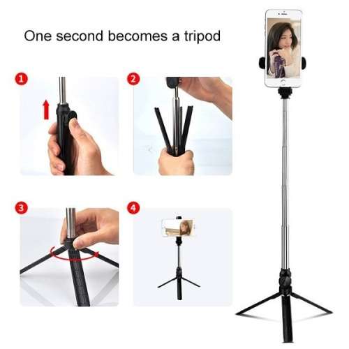 BLUETOOTH TRIPOD SELFIE STICK and LIVE STREAM MEDIA TOOL with WIRELESS REMOTE