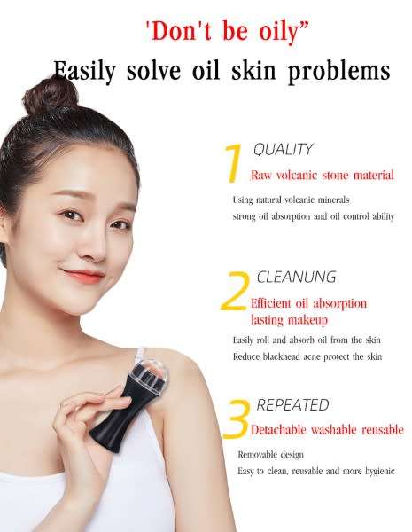 NATURAL VOLCANIC STONE OIL ABSORBING and PORE CLEANING FACIAL BEAUTY ROLLER