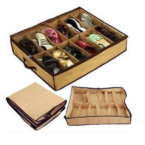 SHOES UNDER  12 POCKET SPACE SAVING SHOE ORGANIZER and PROTECTOR
