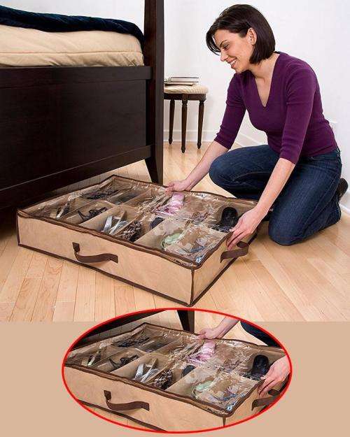 SHOES UNDER  12 POCKET SPACE SAVING SHOE ORGANIZER and PROTECTOR