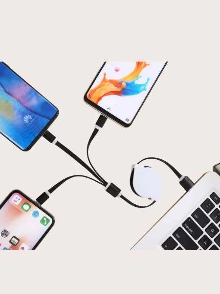 3 In 1  Retractable Telescopic High Speed Lightning to USB Charger Cable