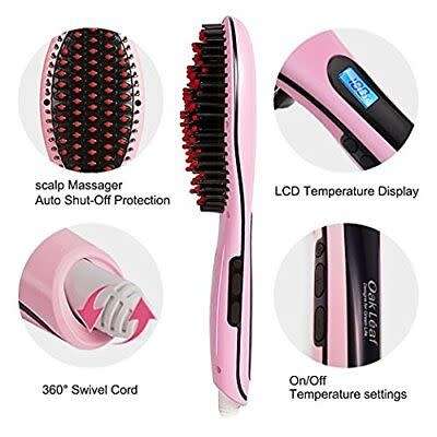 Digital Fast Hair Straightener Brush with Temperature Control
