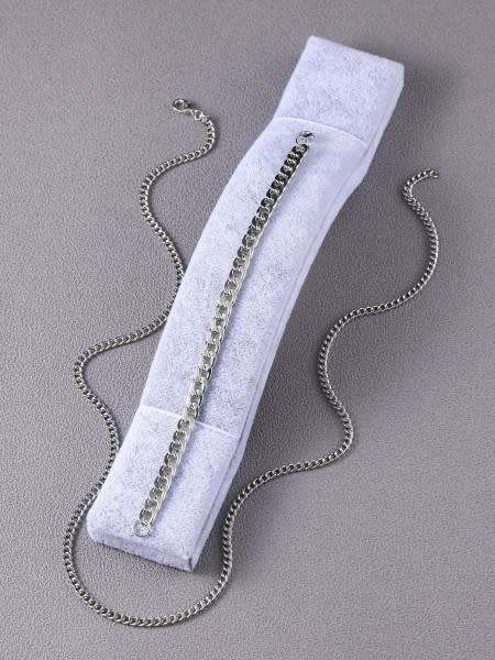 Mens Elegant 2 Piece Cuban Link Chain & Bracelet Set