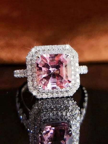 Ladies Stunning Pink Sapphire Silver Filled Ring