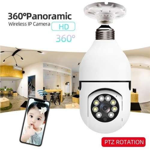 WIFI 360 Degree Panoramic Light Bulb Surveillance & Motion Detector Camera