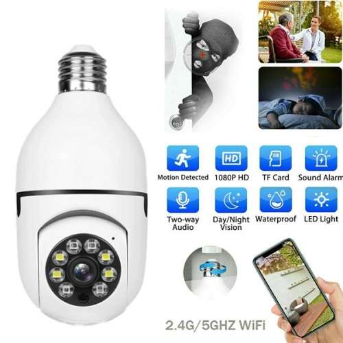 WIFI 360 Degree Panoramic Light Bulb Surveillance & Motion Detector Camera