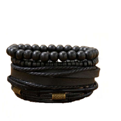 Cool 4pc Braided Bohemian Viking Leather Bracelet