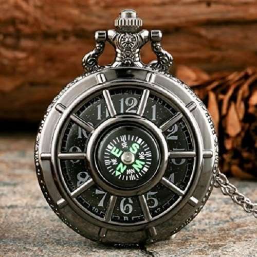 Stunning Steampunk Designer Case Compass Mechanical Pocket Watch