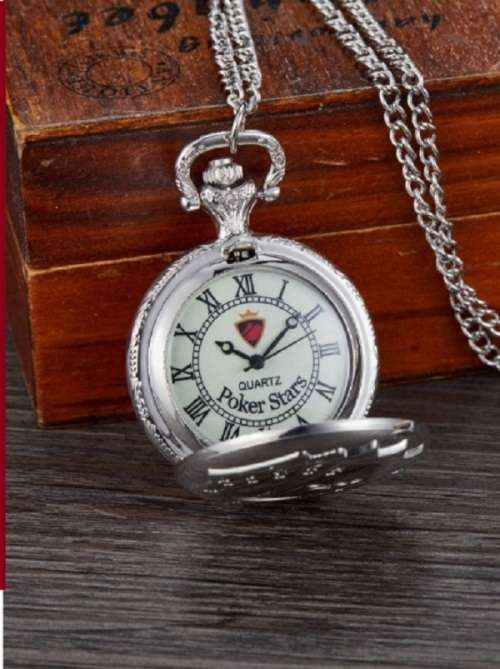 Super Cool Royal Flush Poker Stars Quartz Pocket Watch