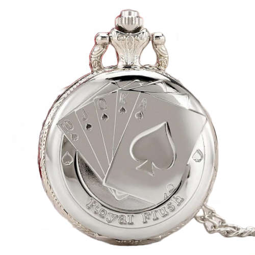 Super Cool Royal Flush Poker Stars Quartz Pocket Watch