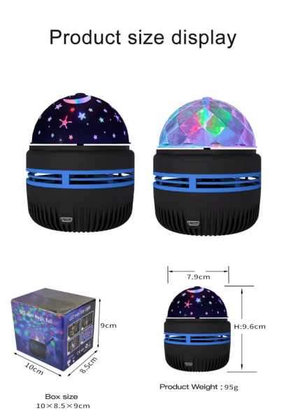 Stunning Rotating LED Mini Magic Ball Sky & Star Projection Atmosphere Party Light