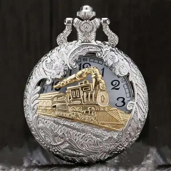 Stunning Orient Express  Vintage Steam Train Antique Design Look Quartz Pocket Watch