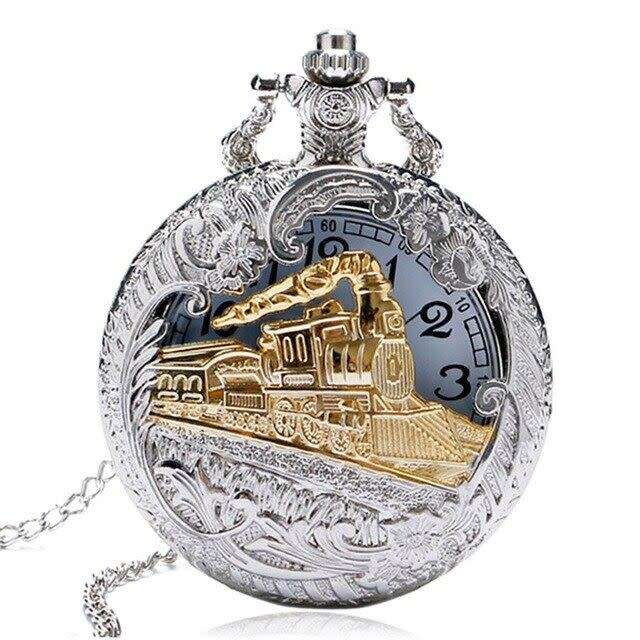 Stunning Orient Express  Vintage Steam Train Antique Design Look Quartz Pocket Watch