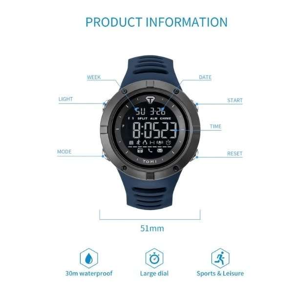 Mens Eyecatching & Rugged  TOMI  Ribbed Design Sport Watch