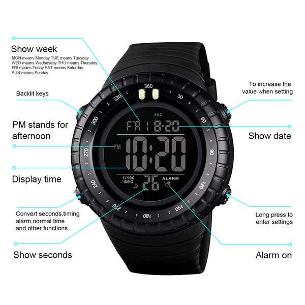 Mens Rugged  Military Style SKMI  Adventure / Outdoors Sport Watch