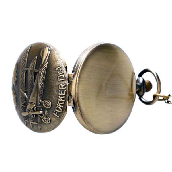 Cool  Fokker Dr-1  Vintage Design World War 1 Aviator Plane Replica Pocket Watch