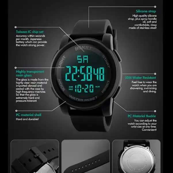 Mens Minimalistic HONHX  Military Design Adventure / Outdoors Sport Watch
