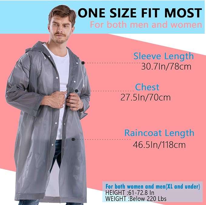 Unisex Adults High Quality EVA Thickened Waterproof & Windproof Hooded Raincoat