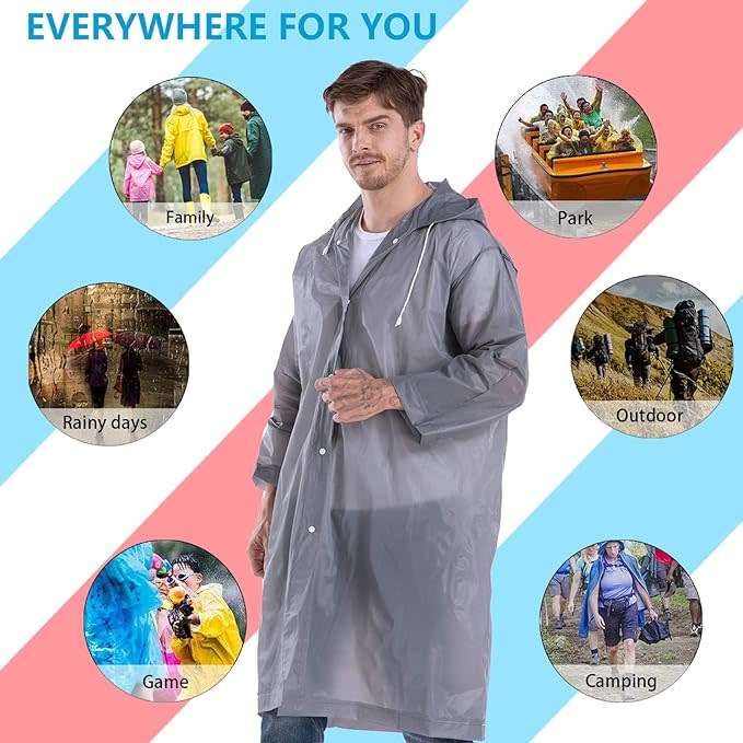 Unisex Adults High Quality EVA Thickened Waterproof & Windproof Hooded Raincoat