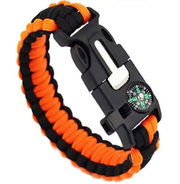5in1 Outdoors Survival Military Grade Paracord Bracelet ( Flint ,Whistle ,Rope ,Mini Saw ,Compass )