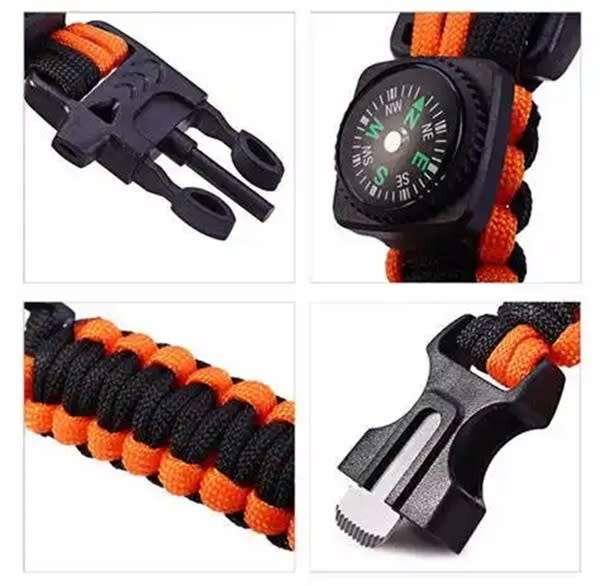 5in1 Outdoors Survival Military Grade Paracord Bracelet ( Flint ,Whistle ,Rope ,Mini Saw ,Compass )